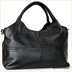 Medium Vegan Leather Tote Hobo Bag with Detachable Strap, Two Handles